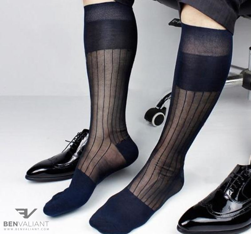 Men Sheer Black Dress Socks, Mens Ultra Sheer Socks